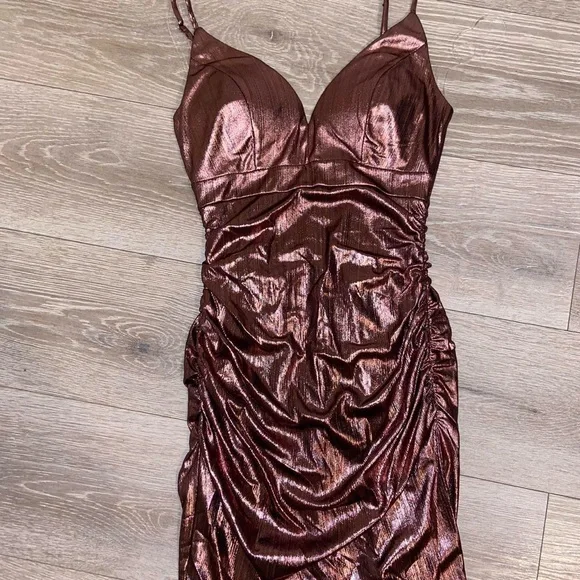 Emerald Sundae Shimmering Copper Midi Dress - Picture 1 of 2